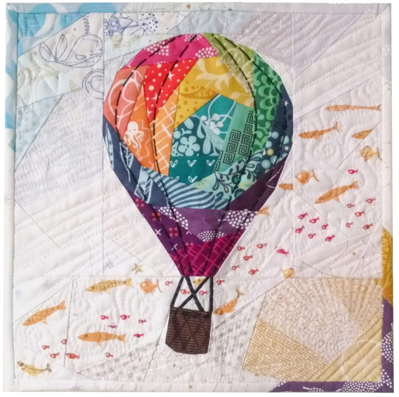 Rise Above Geometric Hot Air Balloon Pattern