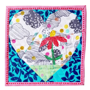 Heart Attack Flower mug rug by Diane, @fromblankpages