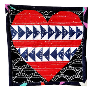 Heart Attack Geese Tracks mug rug by Diane, @fromblankpages