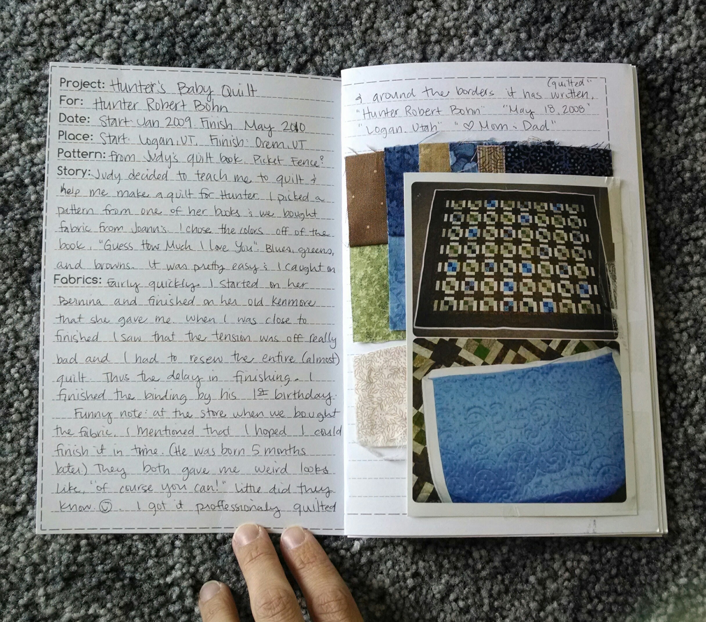 Quilt journal example